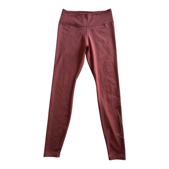 Nike Mid Rise Rust Full Length Dri -Fit Training Gym Workout Leggings Size M - Picture 2 of 8